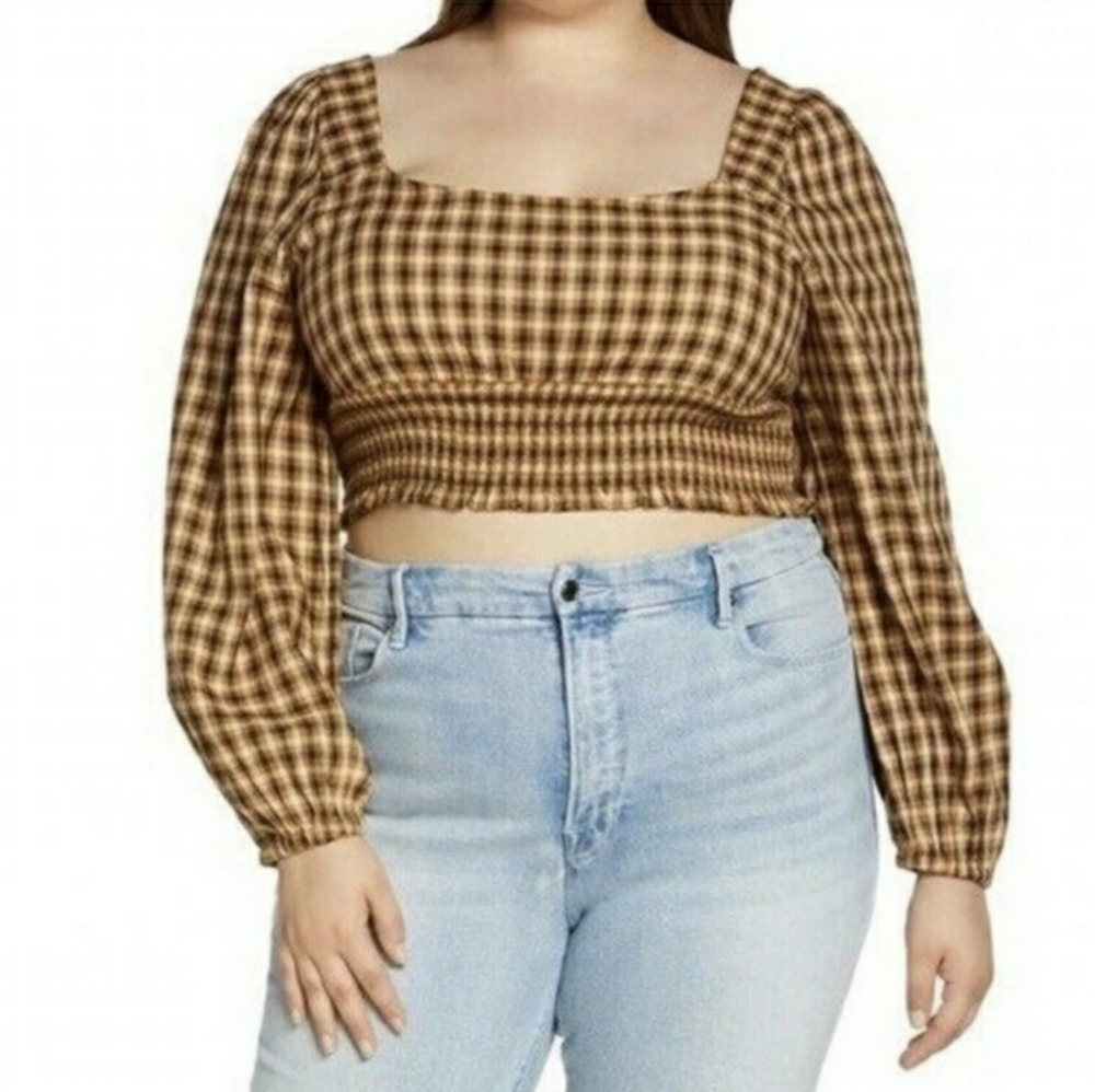 BP. Nordstrom Dreamy Plaid Woven Blouse size XL